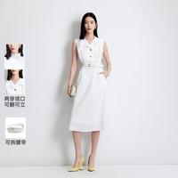 VERO MODA 【两穿领牛仔中长裙】可拆腰带纽扣连衣裙 26夏