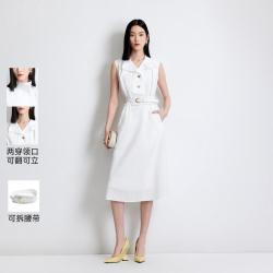VERO MODA 【两穿领牛仔中长裙】可拆腰带纽扣连衣裙 26夏
