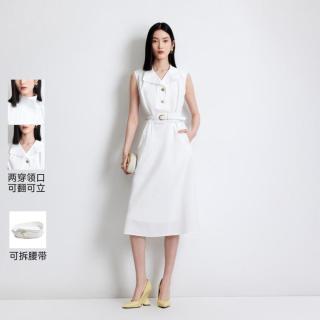 VERO MODA 【两穿领牛仔中长裙】可拆腰带纽扣连衣裙 26夏