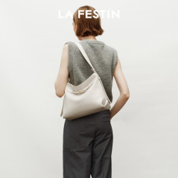 La Festin 小懒HOBO大容量托特包生日礼物 牛皮包
