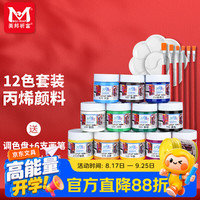 美邦祈富 丙烯颜料12色带工具单瓶100ml干后防水不掉色肌理画丙烯画色彩颜料速写马克笔美育工具