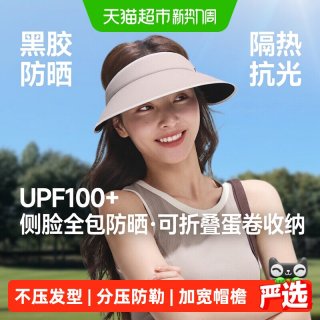 移动端：蕉下 侧脸黑胶空顶防晒帽女可卷大帽檐遮阳帽子户外防紫外线BM024