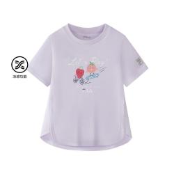 FILA 女小童（105-130）短袖T恤女童休闲基础上衣