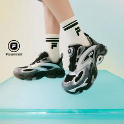 FILA 男中大童（33-42）儿童旋钮扣舒适宽松百搭复古跑鞋