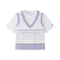 FILA 女中大童（130-170）短袖POLO女童舒适圆领宽松上衣
