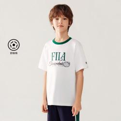 FILA 男中大童（130-175）短袖T恤男童运动舒适宽松全棉上衣