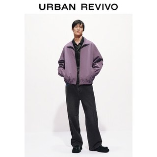 URBAN REVIVO UUY160013 休闲插袋拉链超宽松夹克 灰紫 S