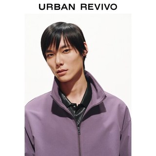 URBAN REVIVO UUY160013 休闲插袋拉链超宽松夹克 灰紫 S