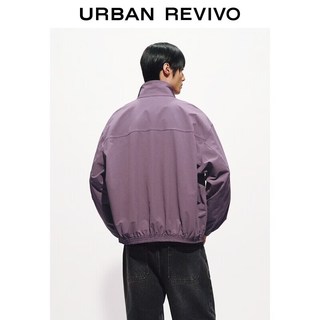 URBAN REVIVO UUY160013 休闲插袋拉链超宽松夹克 灰紫 S