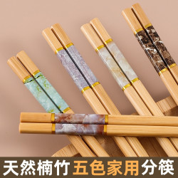 胜莱福 天然楠竹筷子家用高档批发1-10双成人竹木公筷防霉家用筷子家庭装