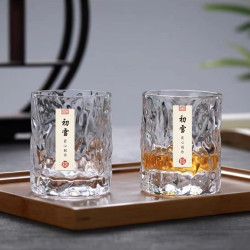 冰川纹玻璃杯透明初雪洋酒杯无铅锤纹威士忌杯玻璃杯