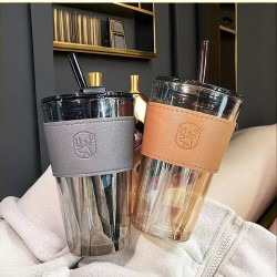 韩版网红极光简约隔热吸管杯水杯极光大容量随行杯小鹿杯烟灰琥珀