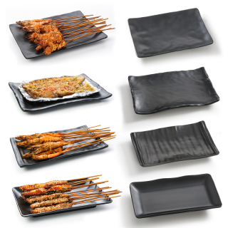 密胺磨砂餐具火锅烧烤店盘子商用塑料碟长方形菜盘凉菜烤肉盘网红