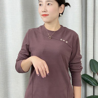 春季双面德绒长袖妈妈装圆领时尚百搭款春秋宽松弹性大