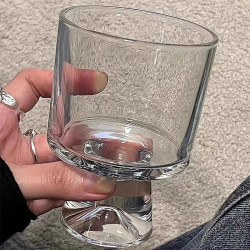家用创意透明杯子ins高级隔热茶杯网红简约法式喝水杯高脚杯