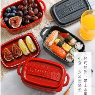 悦驰 日本带盖便当盒家用便携外出携带水果上班族带饭很实用保鲜碗