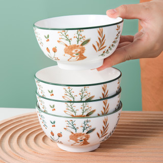 怀美 家用陶瓷4,5英寸米饭碗10个拉面碗北欧创意餐具个性碗