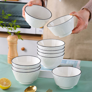 句途 白色花宝系列碗盘花宝碗餐具米饭碗面碗菜盘家用釉下彩餐具
