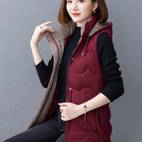 中老年棉格子马甲服装大码秋冬保暖百搭时尚女士外穿中长款妈妈装