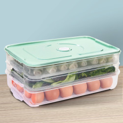 创得 饺子盒鸡蛋馄饨盒多层长方形带盖pp5塑料保鲜盒收纳盒可微波
