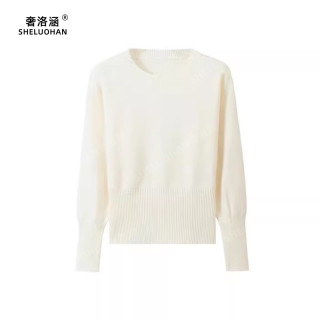 圆领针织衫毛衣女秋冬加厚安迪绒纯色宽松高腰百搭保暖长袖打底衫