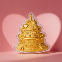 潮宏基 生日快乐蛋糕金箔花束摆件投资礼品宝宝周岁新生闺蜜送礼