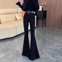 黑色加绒喇叭裤女春秋2026新款高腰弹力显瘦垂感西装喇叭长裤5335