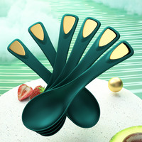 筷子庄 轻奢雅致云杉绿复古合金勺子家用吃饭勺汤调羹加厚创意勺
