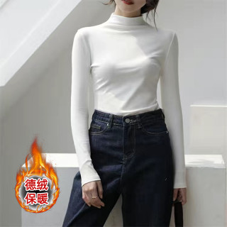 加厚半高领德绒打底衫女新款2026秋冬季内搭洋气保暖上衣显瘦t恤