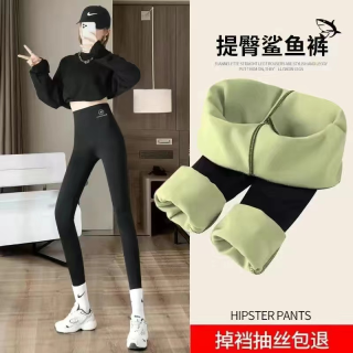 秋冬季加绒高腰弹力大码可外穿打底裤女保暖显瘦秋裤