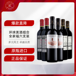拉菲 环球美酒红酒整箱装法国智利阿根廷进口干红葡萄酒  750ml*6