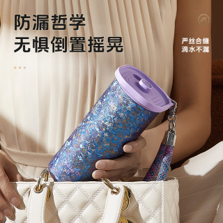 RELEA 纯钛吸管保温咖啡水杯女新款2025高端送礼礼盒钛杯子