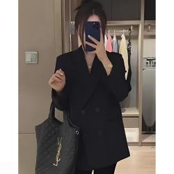 春秋西装外套女韩版百搭休闲宽松气质网红西服韩版小西装安哥拉红