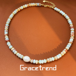 Grace trend天然淡水珍珠项链多巴胺寿山石锁骨项链D-158