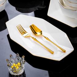 巨尚 钻石人生八角鱼盘景德镇家用陶瓷省钱风盘子餐具高档餐盘饺子盘
