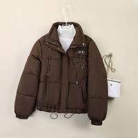 新款冬季棉服女短款修身显瘦小香风立领时尚休闲加厚下摆抽绳外套