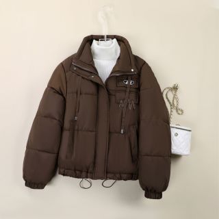 新款冬季棉服女短款修身显瘦小香风立领时尚休闲加厚下摆抽绳外套