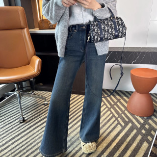 暖肌绒！一条过冬~小个子高腰微喇叭裤女冬季新款百搭显瘦牛仔裤子