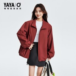 鸭鸭羽绒服 女士2026反季新品宽松立领休闲运动外套J