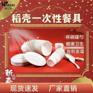 稻壳一次性餐具勺子套装杯碗碟勺二十套装食品级家用耐高低温方便