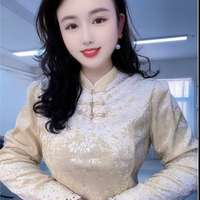 38款大码胖MM女长袖冬季加绒加厚小衫女装立领新中式打底衫盘扣