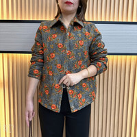 丫88轻薄小棉衣中老年秋冬短款小碎花夹棉外套妈妈装冬季薄款棉服