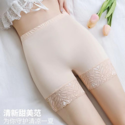 2022夏季新款中高腰女薄荷冰丝安全裤二合一蕾丝花边大码打底裤