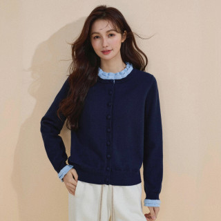 茵曼 秋冬法式时尚针织开衫纯色百搭宽松毛衣外套女