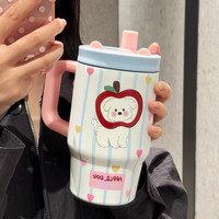 冰霸杯保温杯女生大容量水杯2026新款高颜值陶瓷内胆可爱吸管杯子