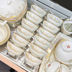 洛威 餐具套装家用2026新款碗碟碗盘套装家用乔迁景德镇陶瓷碗具
