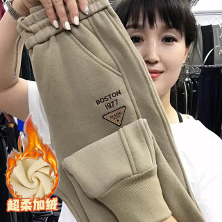 加绒哈伦裤女2023秋冬新款字母刺绣宽松显瘦卫裤242