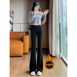 加绒微喇西装裤女秋冬2026新款高腰显瘦喇叭休闲裤加厚弹力长裤子