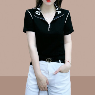 香朵儿 立领短袖t恤女2026夏季新款清凉韩版洋气百搭半拉链时尚休闲上衣