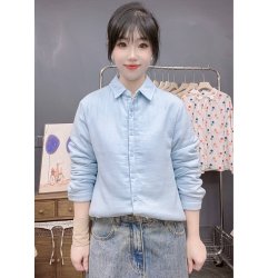 2025秋冬新款 文艺纯色百搭双层棉纱全棉宽松休闲保暖棉衣棉服女